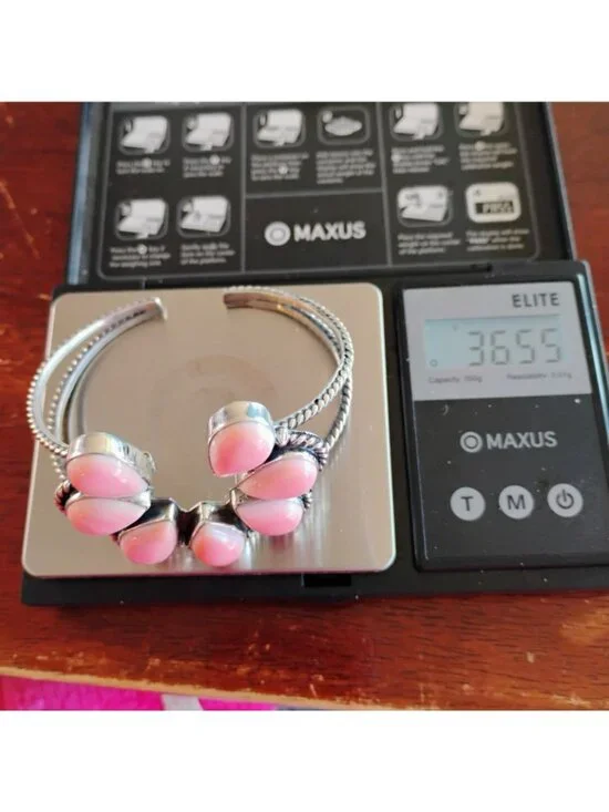 Southwestern Naja Cuff Bracelet Pink Spiny Oyster Shell Artisan Handmade 36.5g - Picture 7 of 7